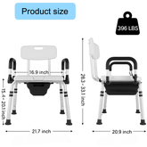 2-in-1 Height-Adjustable Commode Shower Chair